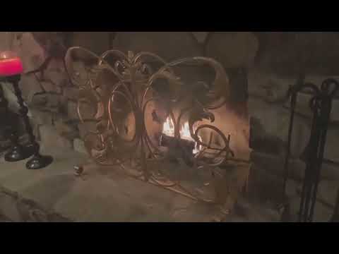 Single Panel Fireplace Screen in Antique Gold Scroll
