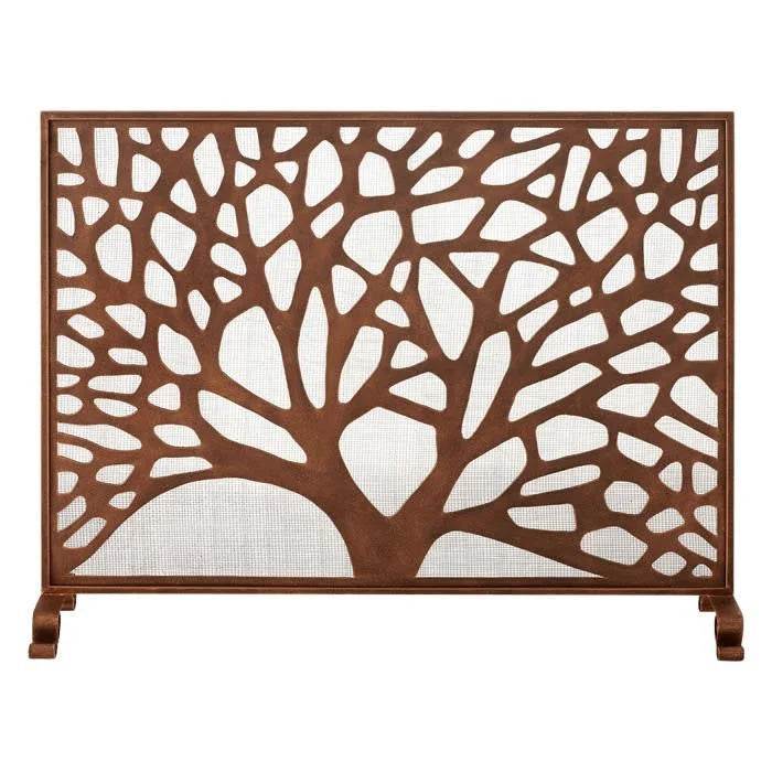 Single Panel Fireplace Screen in Rose Gold