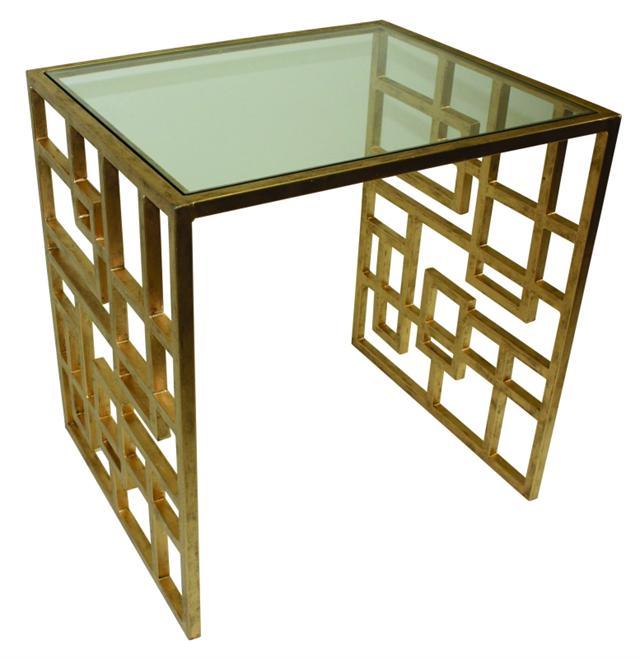 Oriental Side Table in Antique Gold