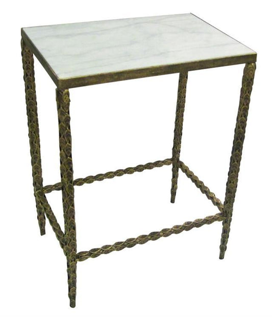Marble End Table in Burnished Gold