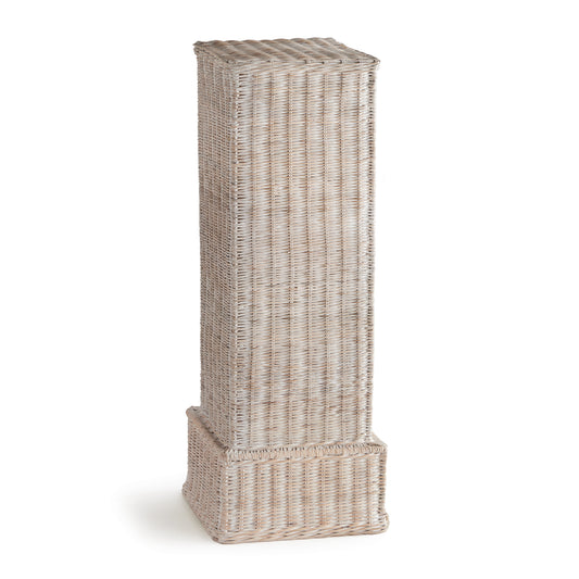 Double-walled and scaled to impress, this nearly 40 inch tall rattan woven pedestal is a real stunner. With beautiful varying natural tones in the rattan and reinforced by an iron framework, it is made to keep its original shape. An exclusive design you won't see anywhere else. Makes a beautiful entry way with a footed bowl or large objet on top... the possibilities are endless!