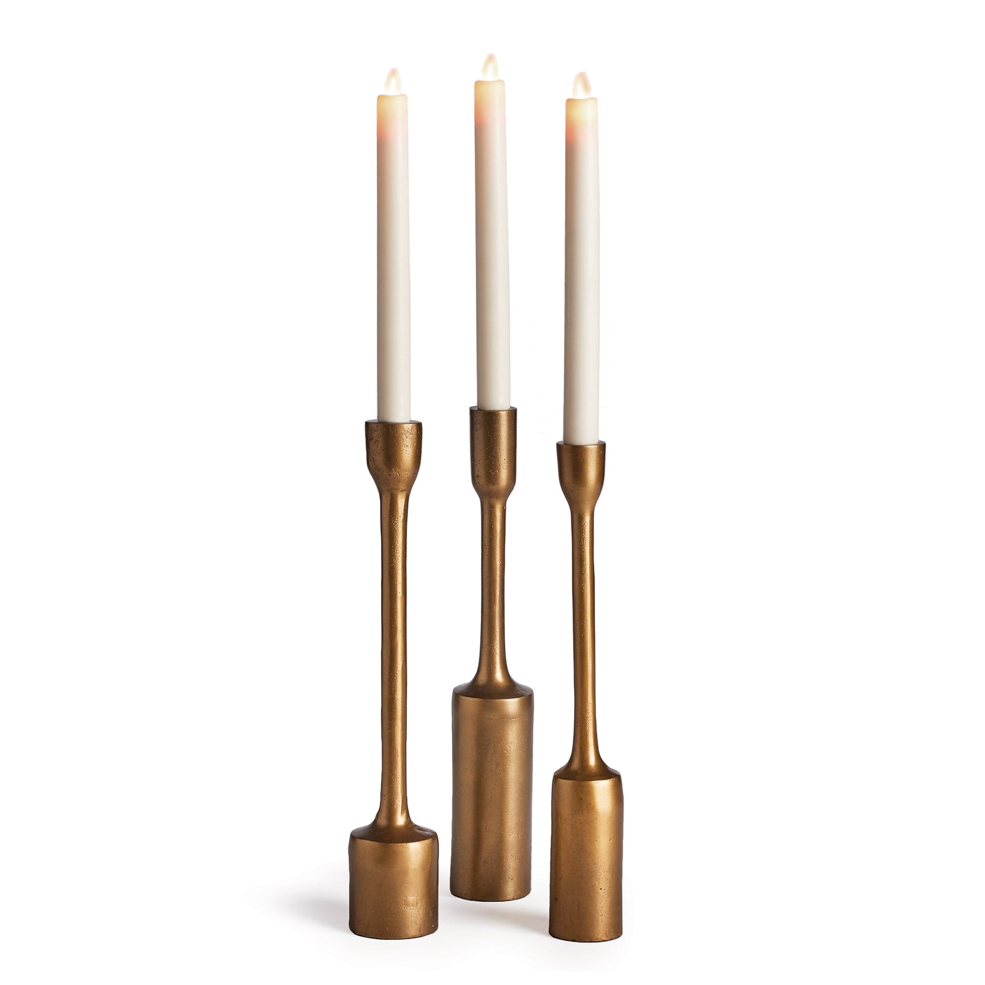 Inge Tapered Antique Brass Candleholders, Set Of 3