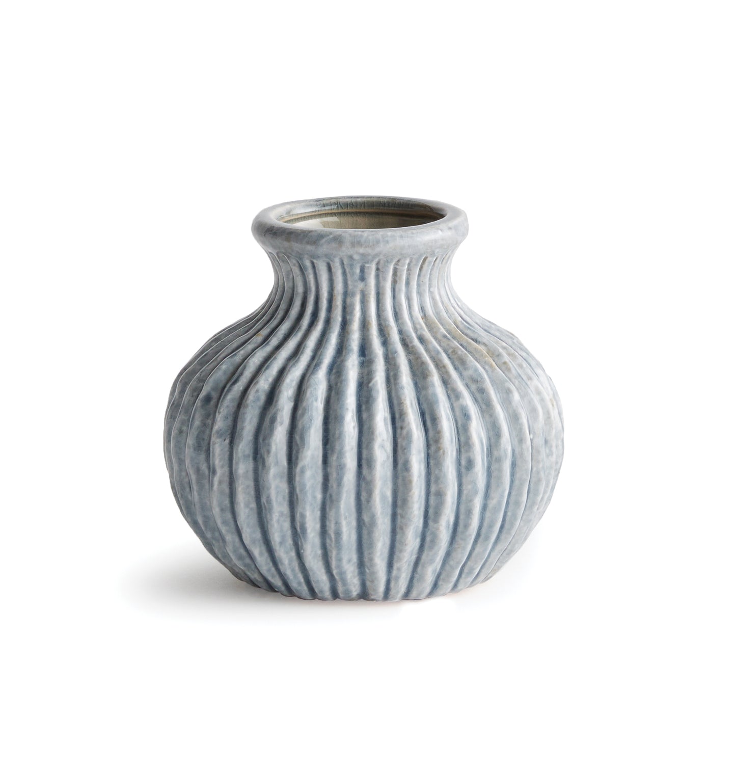 Subtle in a soft blue glaze, this vase has an understated beauty. With an artisan's touch, it is a stand-out accent piece. Drop a few faux stems in or display as is for a pop of soft color.