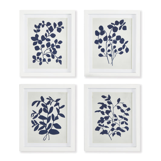 In a rich, on-trend indigo, these botanical profile prints are a clean & classic look for the modern home. A sophisticated and updated way to dress up your walls. A feminine touch for home office, kitchen or powder room.