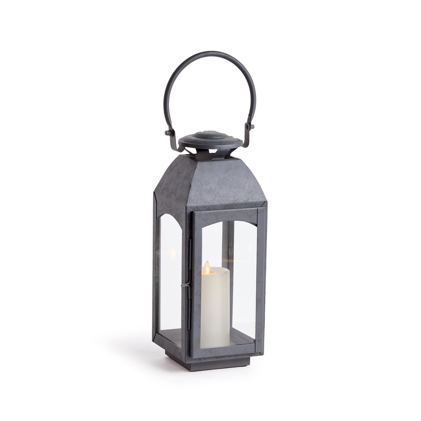 In a chic faux zinc, this lantern is a nod to the old European style lanterns. The soft grey tone really adds an authentic quality.