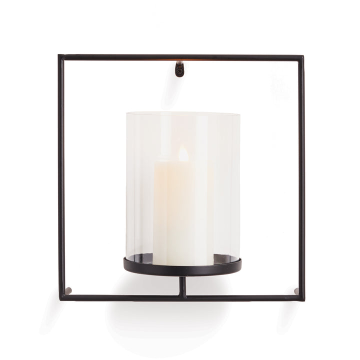 Black Square Wall Candleholder Sconce for Modern Homes