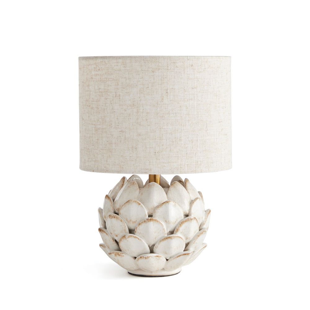 Elegant Mini Ceramic Artichoke Lamp with Linen Shade