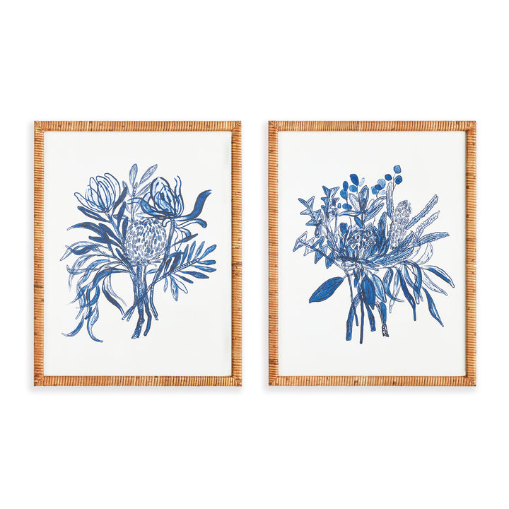 Banksia Blue Bouquet Prints, Set Of 2