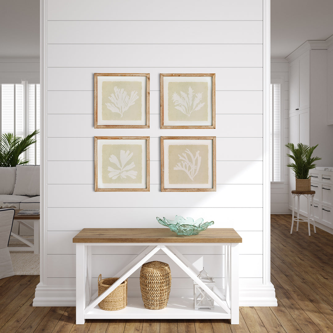 Elevate your coastal aesthetic with these four kelp silhouette prints, thoughtfully designed with a balance of positive and negative space. Featuring a versatile color palette, these prints effortlessly enhance any neutral space, showcasing the captivating beauty of the ocean. As a perfect representation of the sea, these prints are sure to add a touch of elegance and sophistication to your home decor.