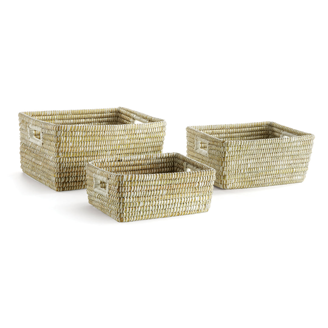 Rivergrass Rectangular Storage Baskets With Handles, Set Of 3