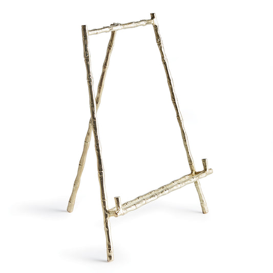 Expertly designed to securely hold heavy objects such as platters, cookbooks, and small pieces of art, the Gold Easel Large is the perfect choice for versatile display needs. Featuring a classic design with elegant gold bamboo-like details, this easel adds a touch of timeless sophistication to any setting. Its sturdy structure ensures the protection of your items while adding a professional and educational element to your display.