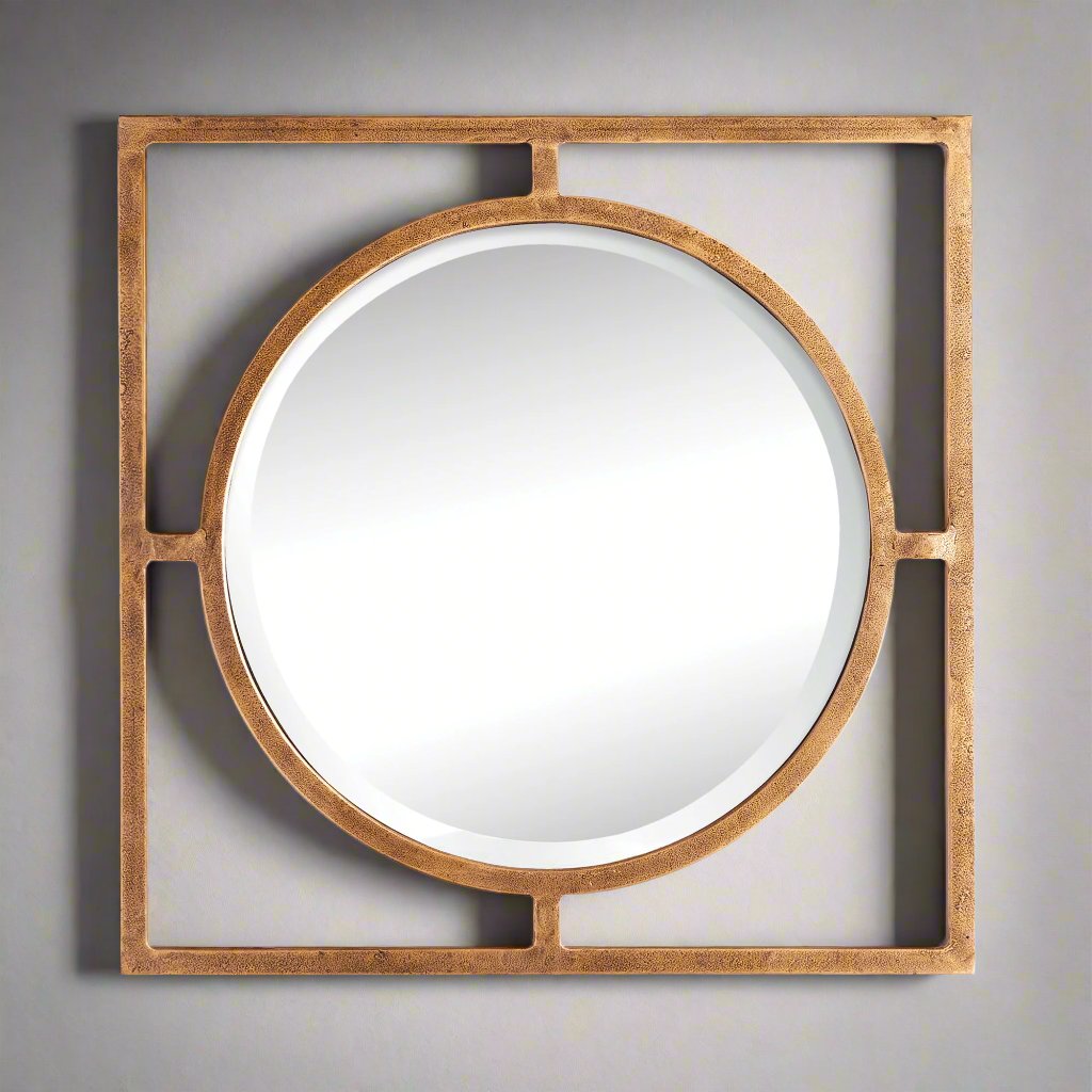 With all the formality of a classic mirror, the Beryl is architecturally inspired. In a warm gold open frame, it adds structural detail and reflective light to the traditional space.