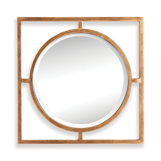 With all the formality of a classic mirror, the Beryl is architecturally inspired. In a warm gold open frame, it adds structural detail and reflective light to the traditional space.