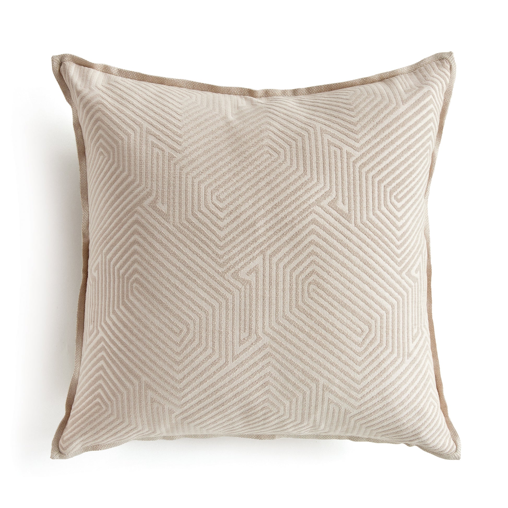 The outdoor pillow that lives beautifully indoors. Enjoy the upscale luxury and durability of Jacquard. With a modern geometric pattern, it adds a contemporary touch to any space. This pillow is weather resistant and responsibly made. Filled with 100% recycled fibers.