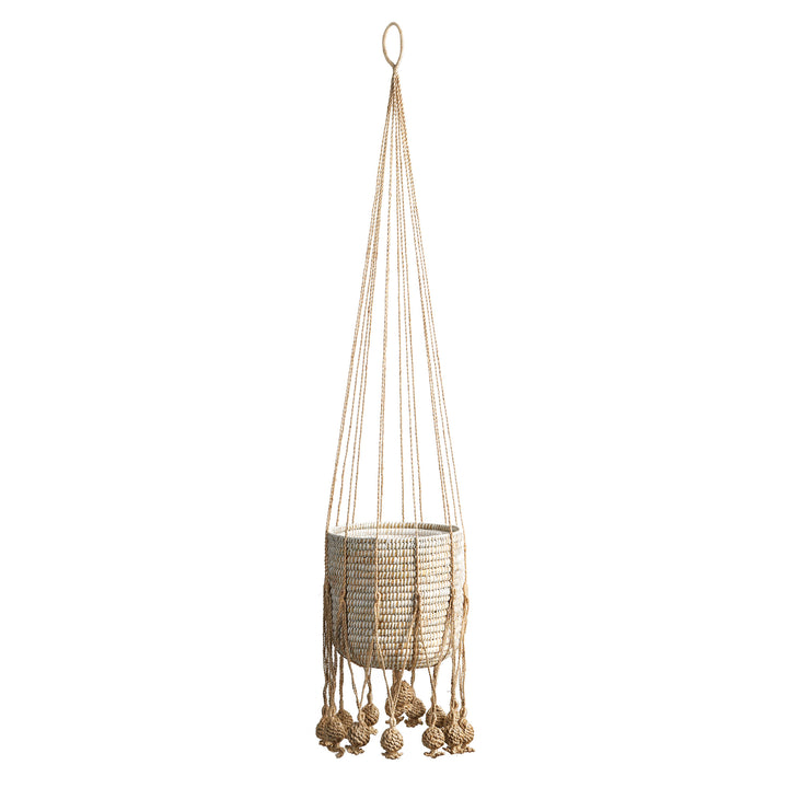 Natural Jute Hanging Basket with Plastic Liner for Indoor Plants