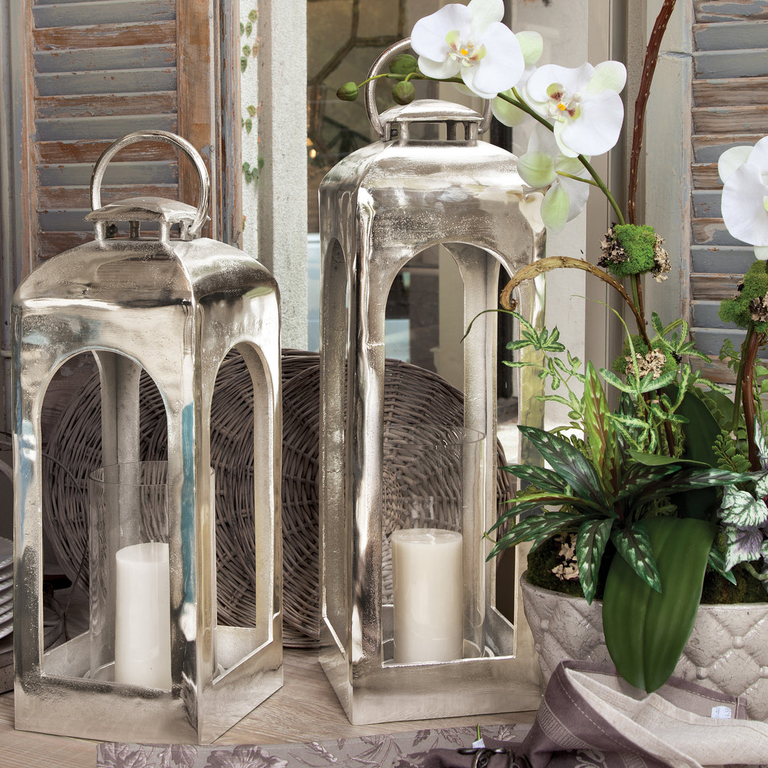 Large Silver Indoor Lantern Candleholder for Glamorous Home Decor