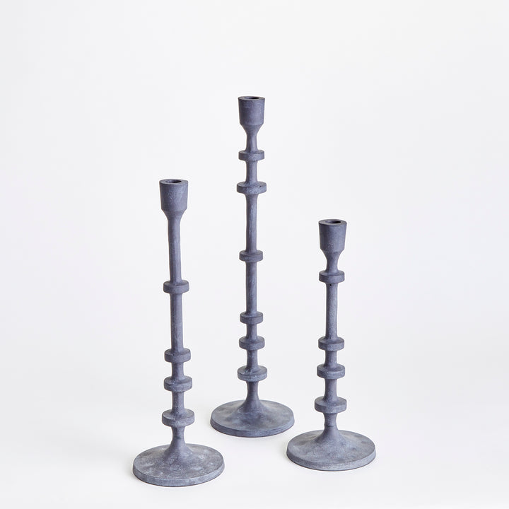 Abacus Aged Zinc Taper Candle Holders, Set Of 3