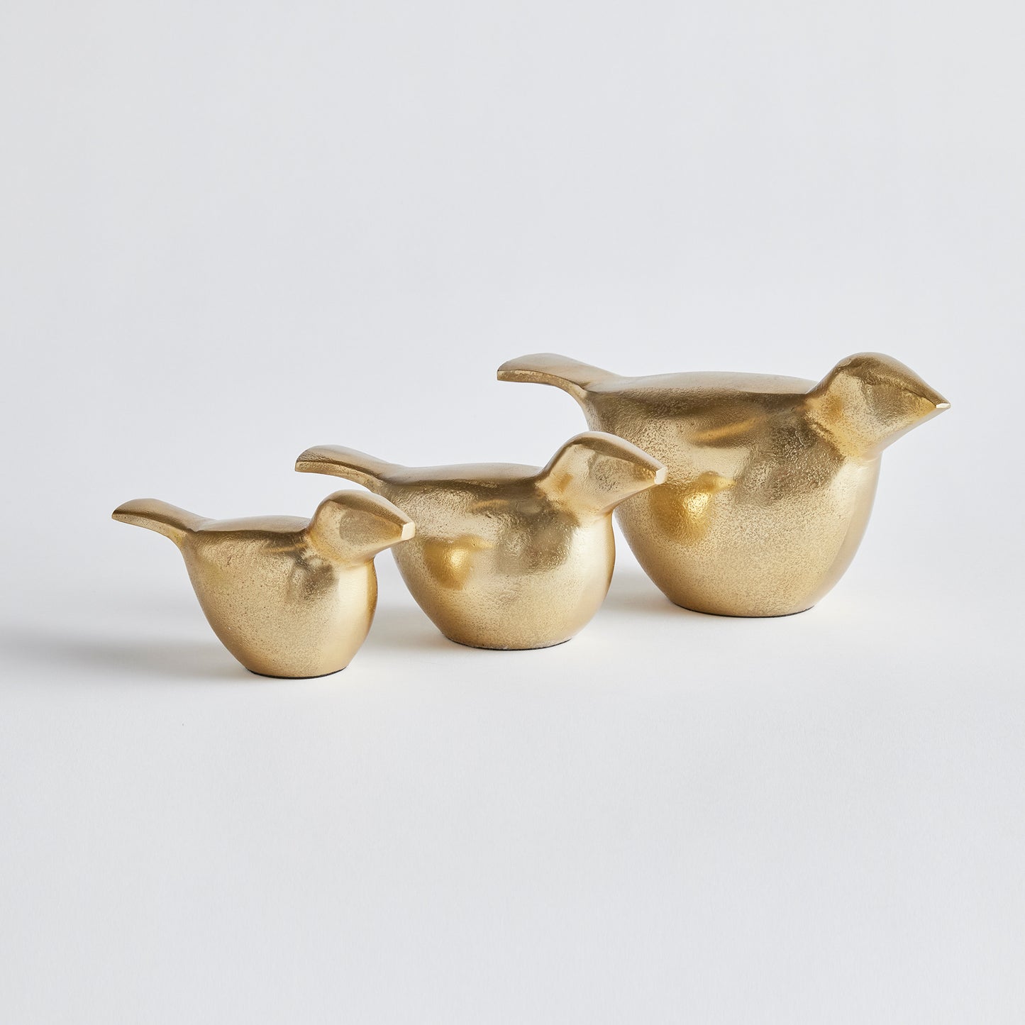 Golden Bird Sculpture, Set Of 3