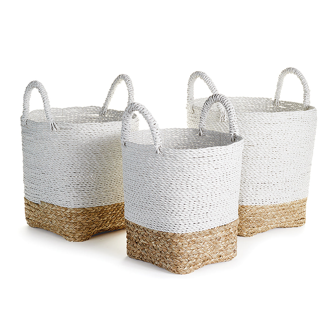 Madura White Natural Market Baskets, Set Of 3