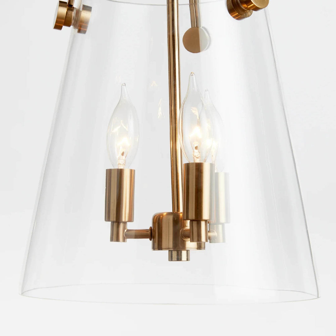 Small Gold Glass Chandelier with Distinctive Metal Detail