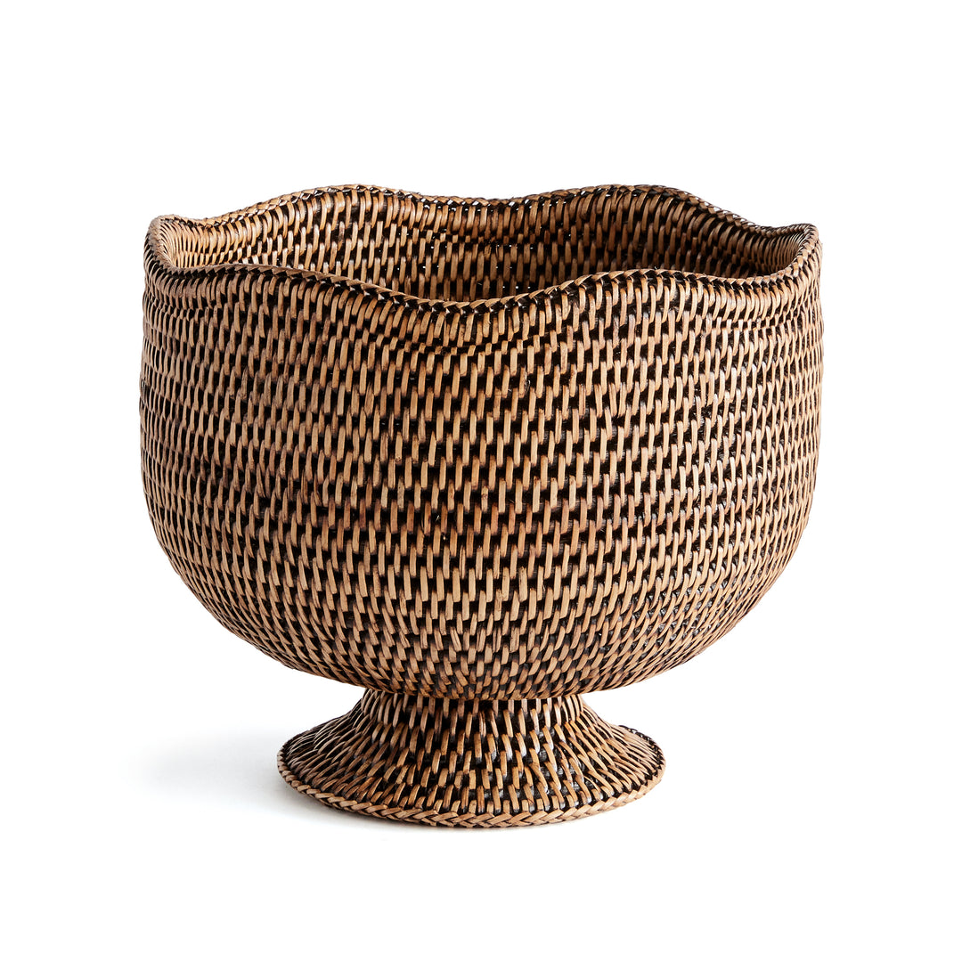 Burma Brown Rattan Footed Cache Planter Pot