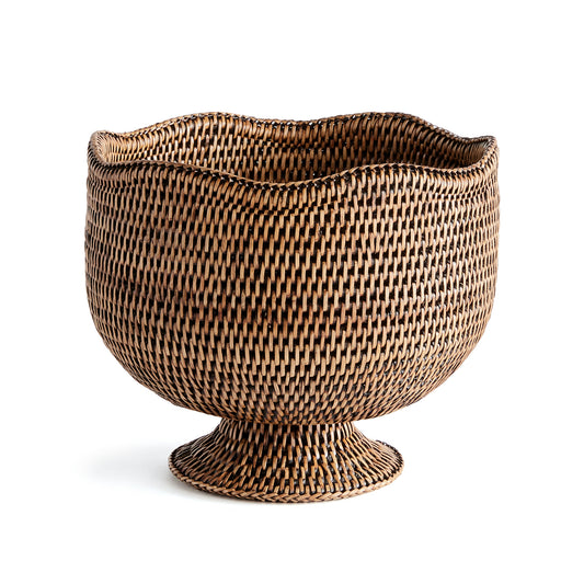 From the signature tight weave to the natural warm brown finish, Burmese artistry is truly exceptional. The scalloped edge on this footed cachepot makes a charming detail. A level of skill and craftsmanship handed down from generation to generation.