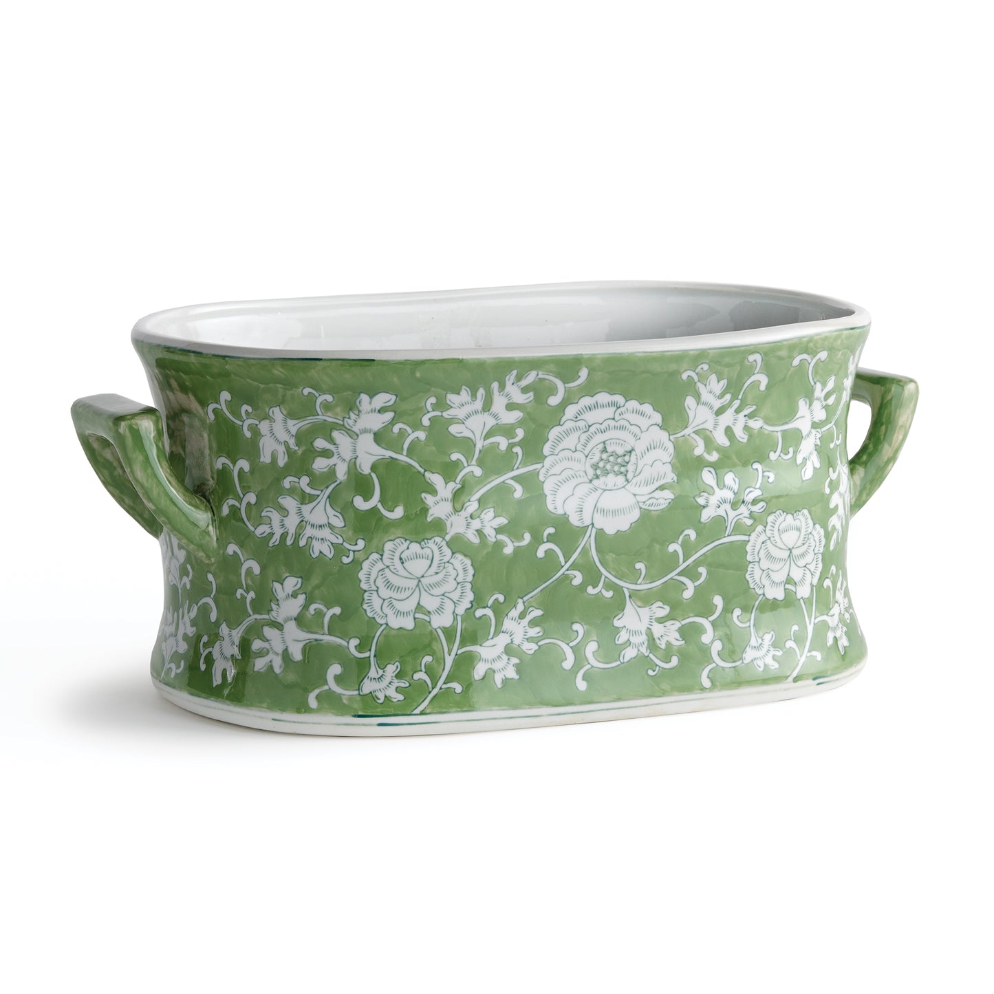 A classic chinoiserie in shades of green & white. How refreshing! The color green is known to have a harmonizing, balancing effect, and is an inspired design choice for the coordinating Imperial Lotus Planter. A welcome addition, bringing stability and calm to the well-appointed kitchen, study or covered porch.