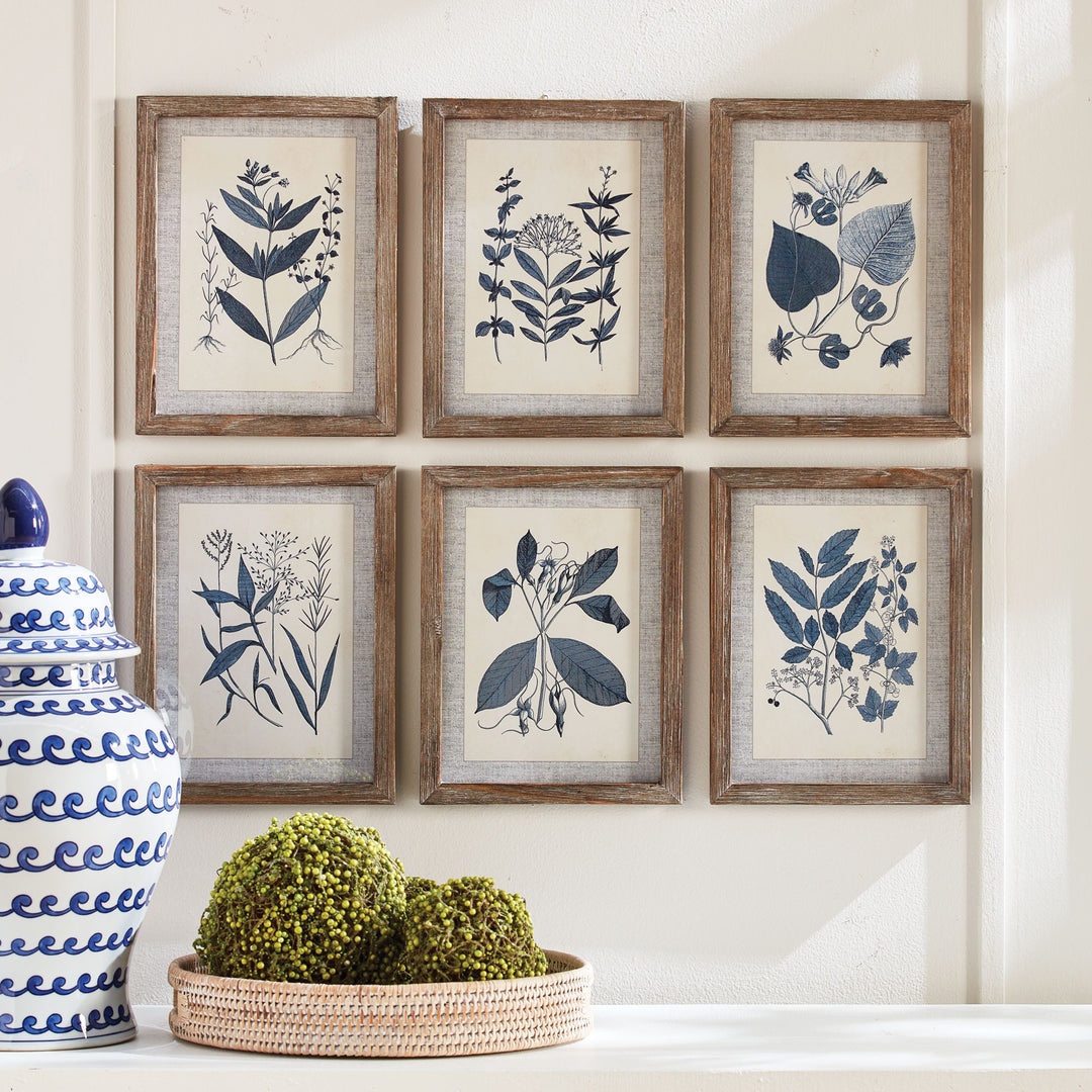 Blue Leaf Petite Prints, Set Of 6