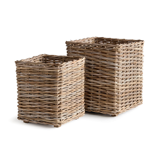 These overscale rectangular planters will steal the show! Designed with a solid wood frame for stability, and elevation, and fitted with plastic liners to keep them clean and dry. This set of two make a stunning coordinating set for your creative planting.