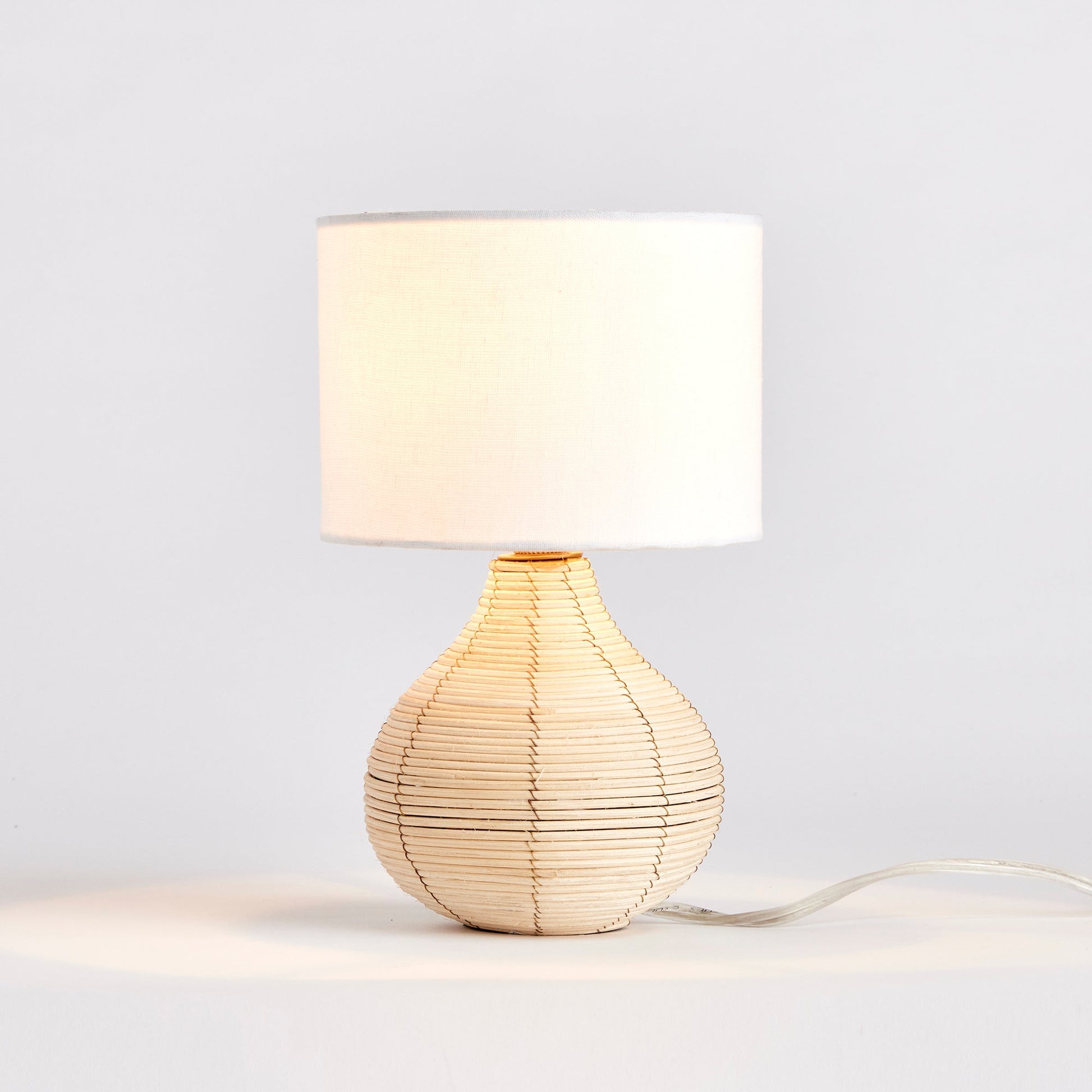 Mini Rattan Table Lamp with Light on