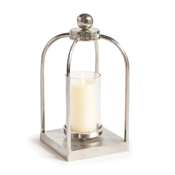 Modern Small Silver Lantern with Chrome Finish for Transitional Decor