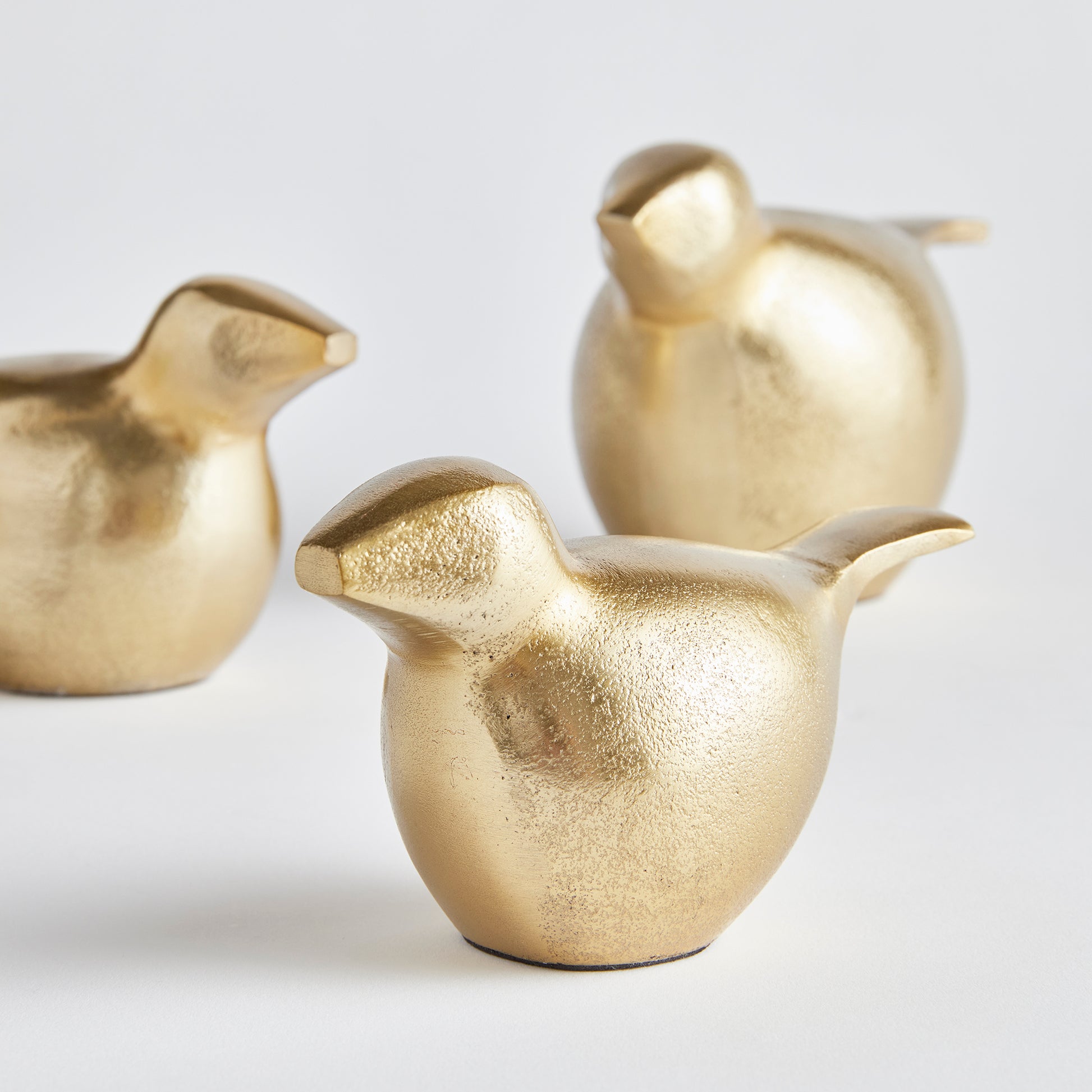 Golden Bird Sculpture, Set Of 3