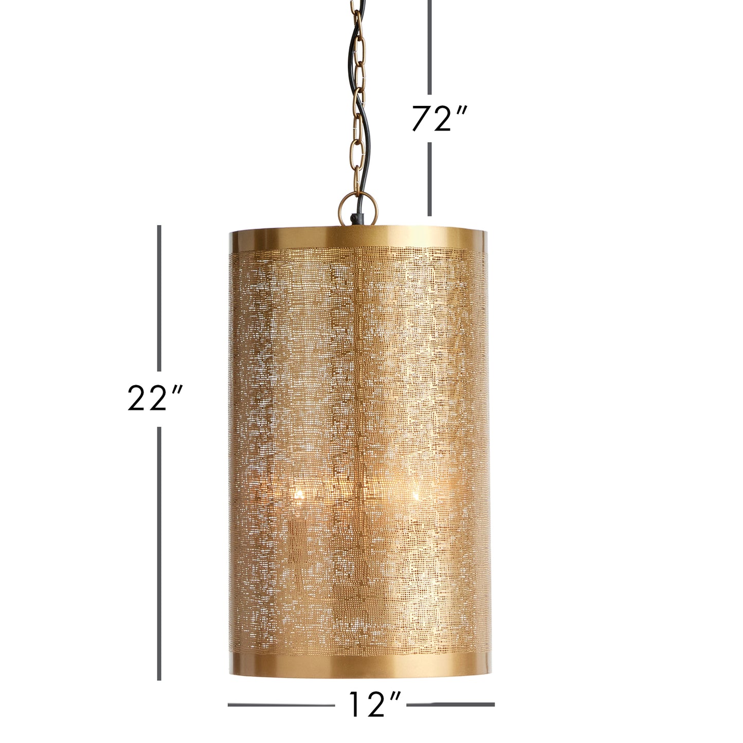 This pendant features an oversized drum and a meticulously crafted mesh design that commands attention. Its intended use is above a kitchen table or in an entry foyer, making a striking impression either way. Offering abundant illumination and modern flair, this pendant is guaranteed to make an impact, whether it's suspended over a table or brightening up an entryway.