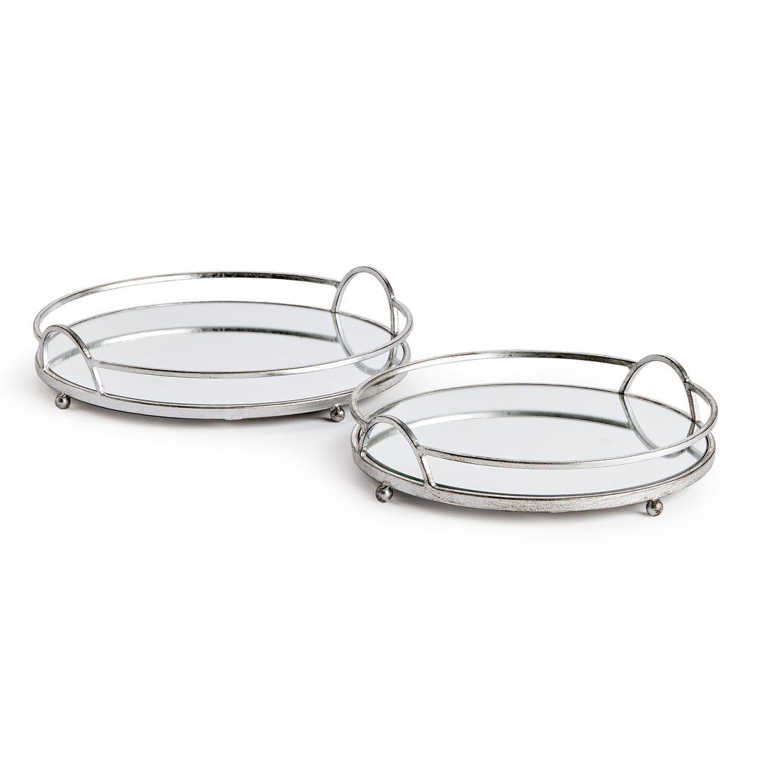 Mia Silver Mirrored Trays, Set of 2