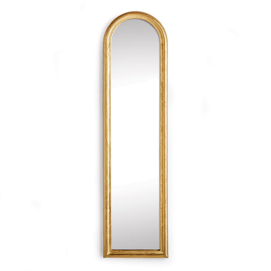 Measuring an impressive fifty inches high, this elegant arched mirror is made for the open concept space. In a warm gold finish, it adds a refined look and simple profile. A beautiful addition to powder room, bedroom or foyer.
