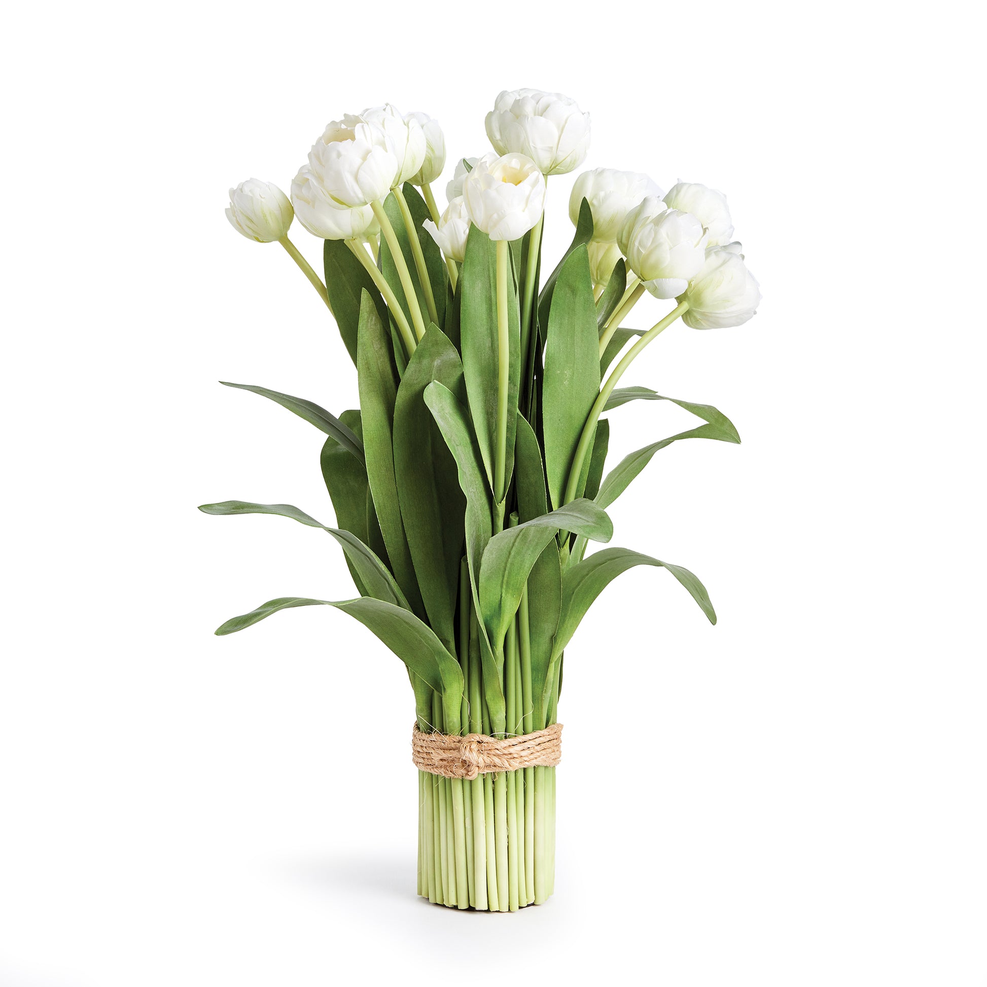 100% realistic- a perfect copy of nature. This drop-in is a no-maintenance work of art. A beautiful stand-alone arrangement, this bundle is wrapped in natural jute twine. A lovely addition to desk, kitchen counter or anywhere for a bit of cheer.