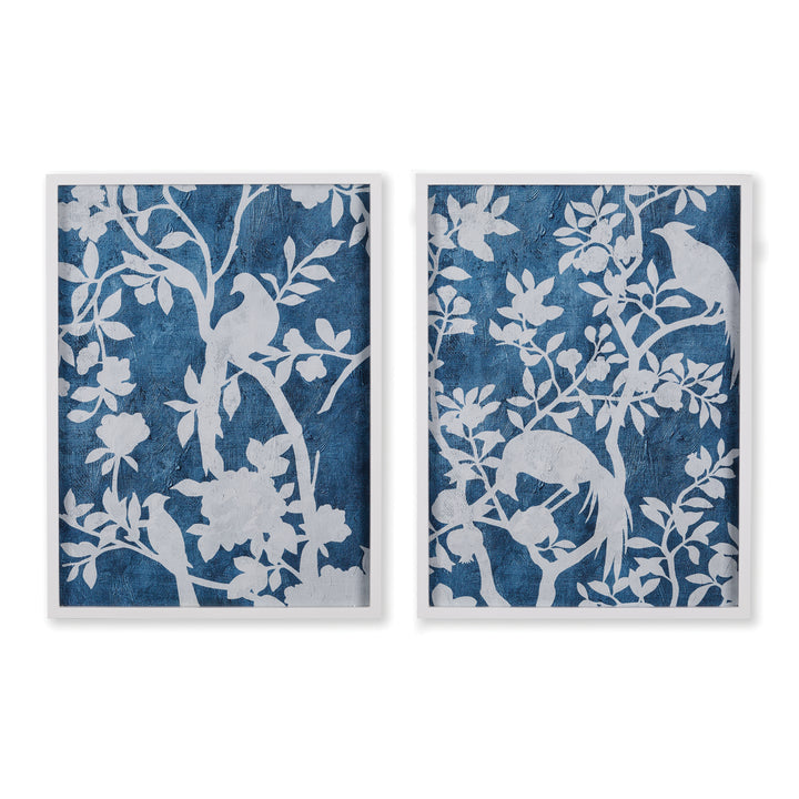 Floral Cyano Prints, Set Of 2