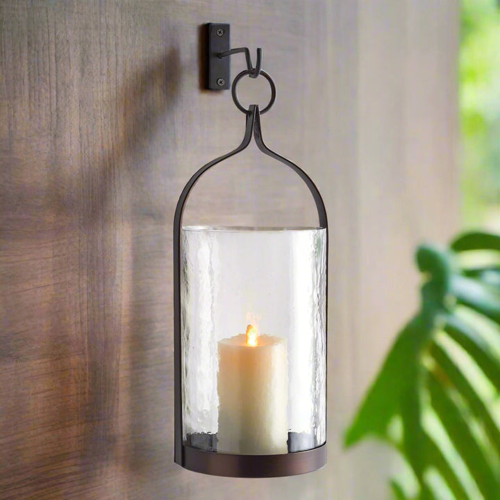 Small Wall Mounted Lantern Hurricane Candleholder with Hook