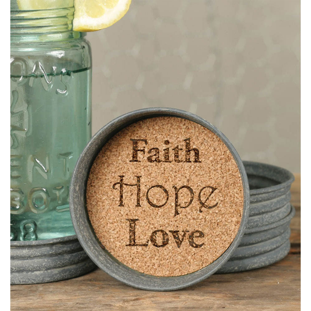 Inspirational Cork Coasters, Love - Set of 4