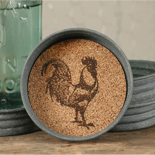Rooster Style Cork Coasters, Set of 4