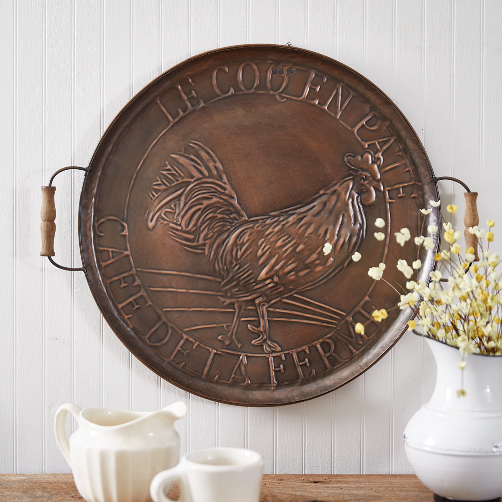 Farmhouse Copper Wall Hanging Rooster Tray