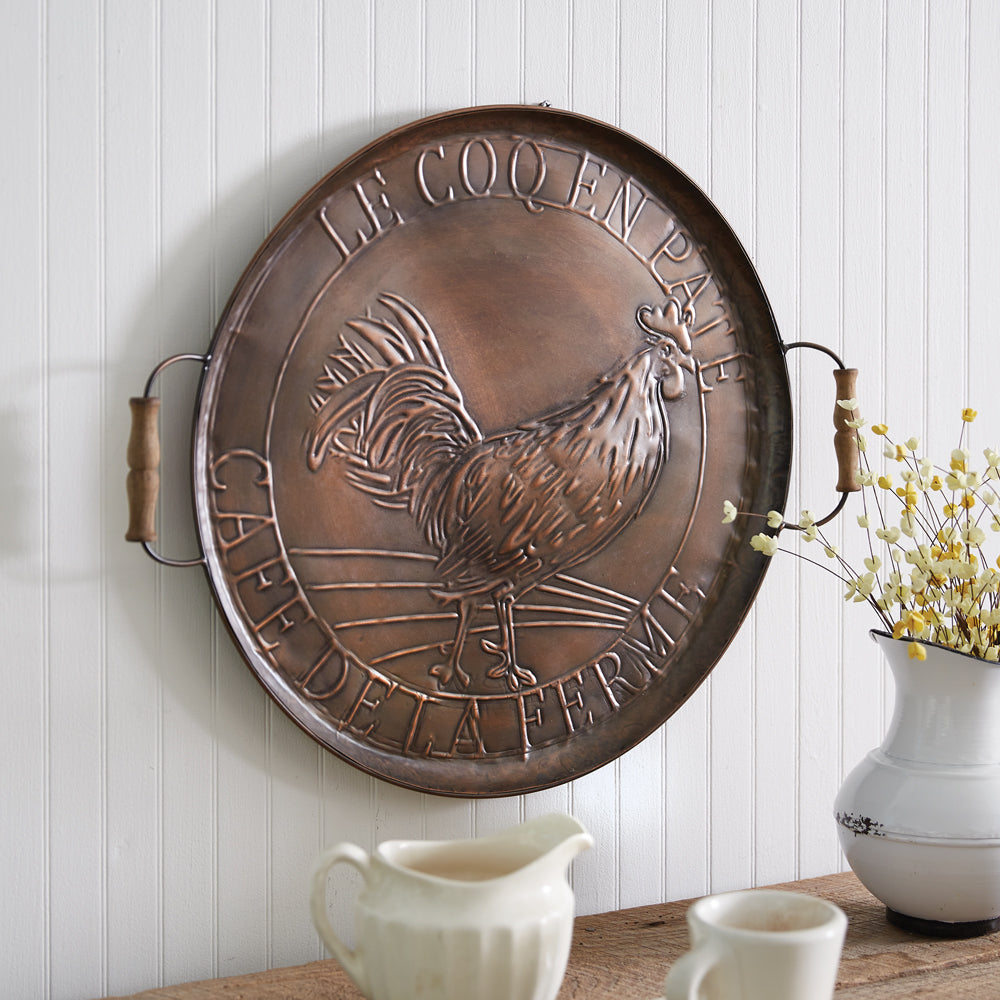 Farmhouse Copper Wall Hanging Rooster Tray