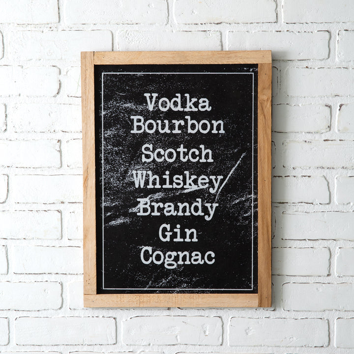 Wood Framed Drink Menu Wall Art