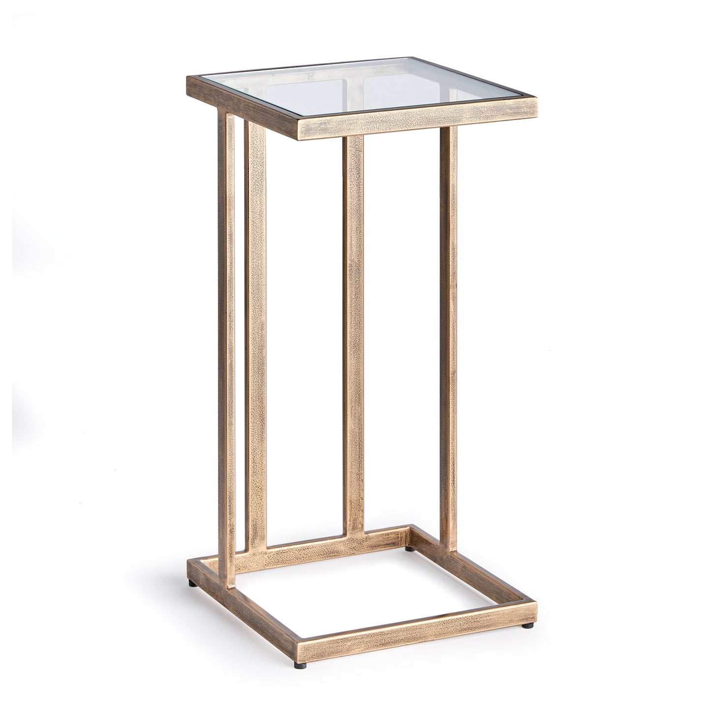 With an antique gold frame and a petite glass surface, this accent table is made for modern living. Light enough to move effortlessly in your space to stylishly hold a drink, dessert plate or even a lap top or iPad.