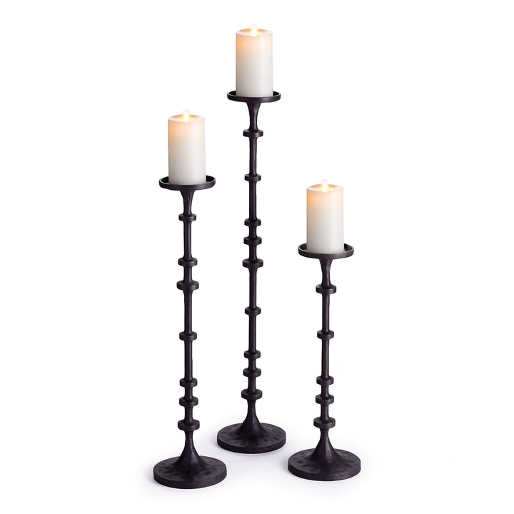 Abacus Black Bronze Candle Stands, Set Of 3