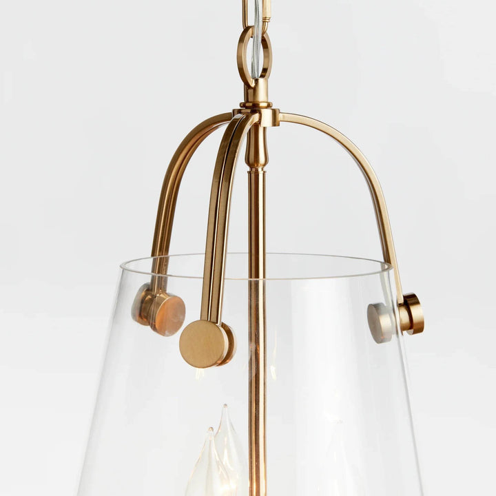 Small Gold Glass Chandelier with Distinctive Metal Detail