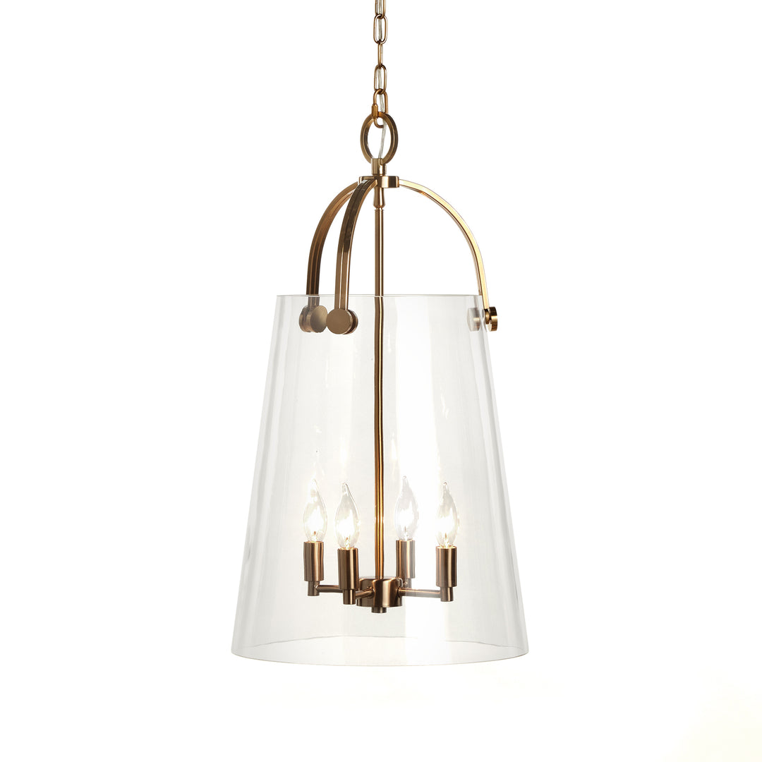 Gold Accent Glass Chandelier with Unique Metal Details