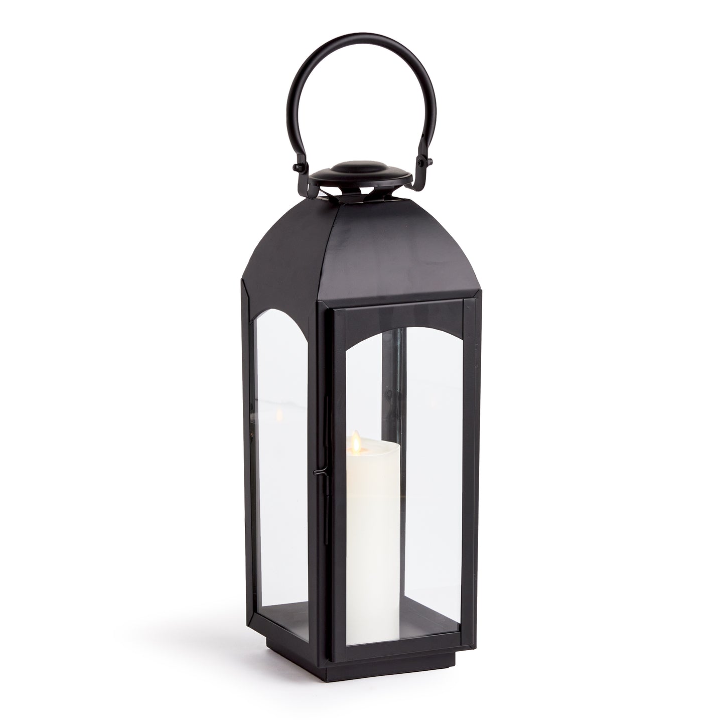 In a chic faux zinc, this lantern is a nod to the old European style lanterns. The dark black tone really adds drama.