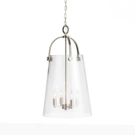 Made of a custom glass mold, this pendant is well proportioned. In a clever design decision, the top silver metal detail goes through the glass, creating a unique look.