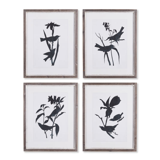 The simplicity of form and composition is executed beautifully in these Bird Silhouette Prints. In a stark contrast of black on white, we see a familiar scene in a whole new light.